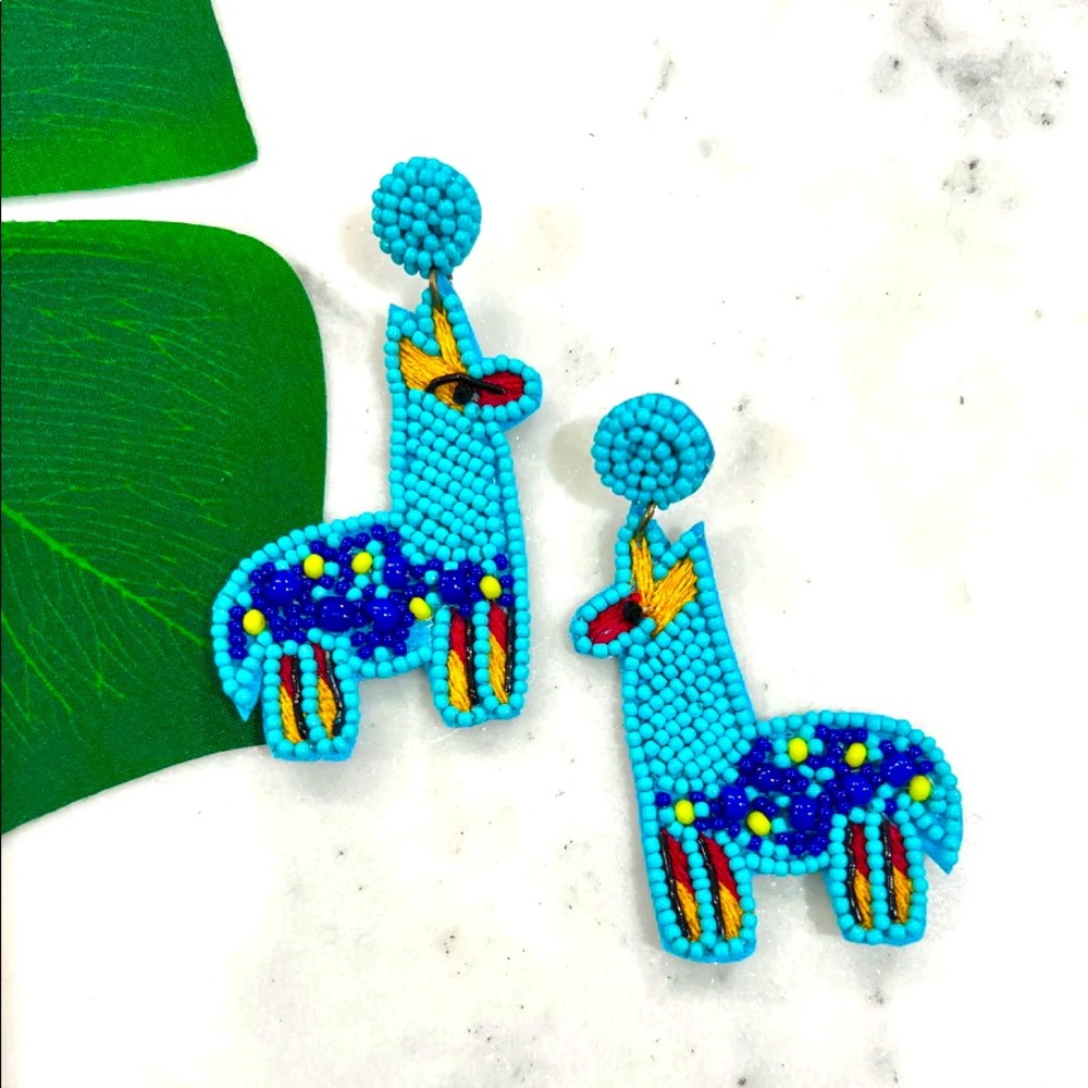 Handmade Beaded Llama Earrings